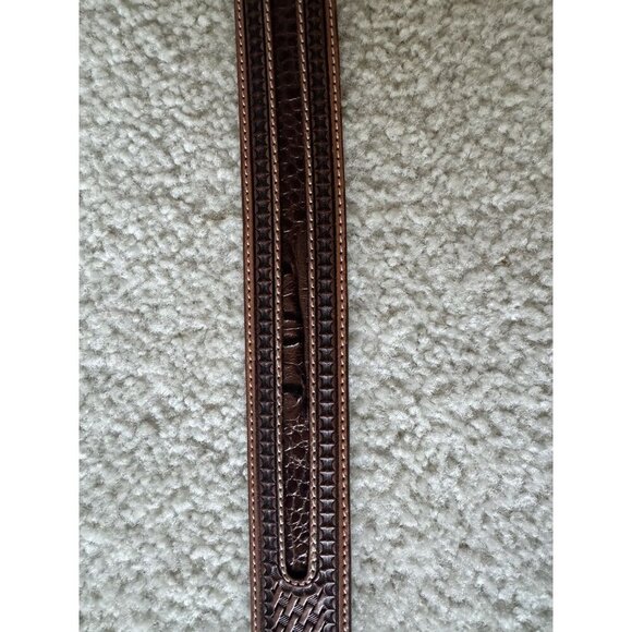 Vintage Tony Lama Caiman Alligator Inlay Belt 36 Sterling Buckle Cowboy Western - Picture 9 of 11